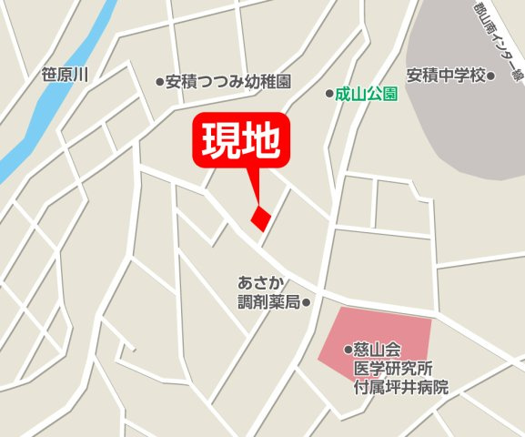 【建築条件なし売地】郡山市成山町1期　安積第一小・安積中の地図|現地案内図