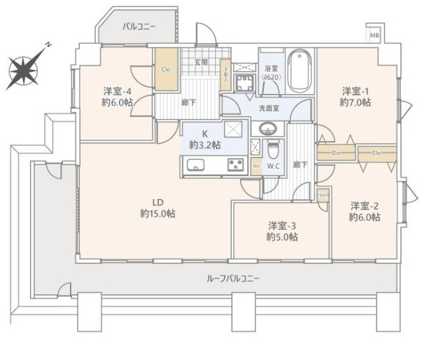 ナイスアーバン東小岩の間取り|ナイスアーバン東小岩：全居室に収納・窓が付いた４ＬＤＫエアコン付きリノベーション物件です！