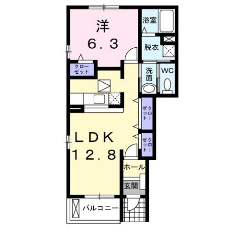熊本市北区楡木４丁目のアパートの間取り