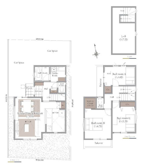 【参考プラン】 | 西東京市向台町４丁目　建築条件付売地　２区画 | 3LDK・建物面積78.02ｍ2・建物参考価格1780万