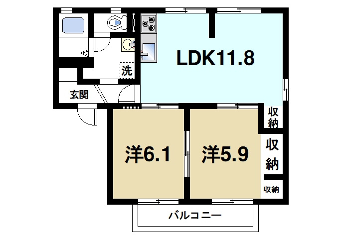 エクセレント桜ヶ丘の間取り|広々とした間取りです