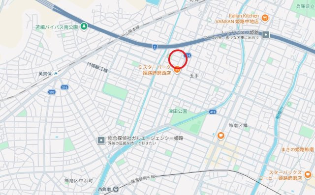 姫路市玉手4丁目　　JR「英賀保駅」徒歩16分の地図