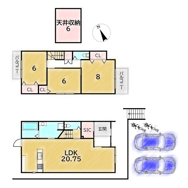 大宮薬師山東町 新築戸建(2号地)の間取り