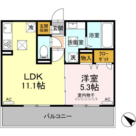 D-ROOM隈府　B棟の間取り