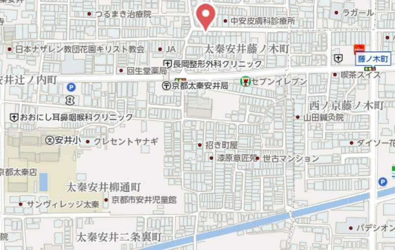 京都市右京区太秦安井藤ノ木町　新築戸建の地図