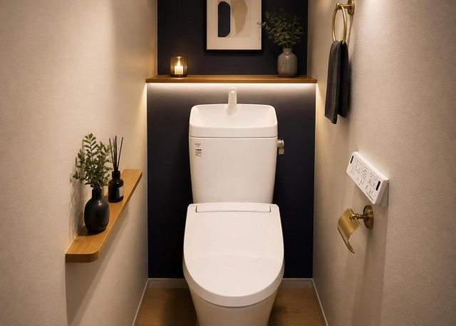 【トイレ】 | 清潔感のある温水洗浄便座を採用した節水型トイレです。1階と2階の2ヶ所に設置されているため、朝の忙しい時間帯も混雑せず快適に使用できます。小窓が配置されており通風や採光面でも優れた設計です。