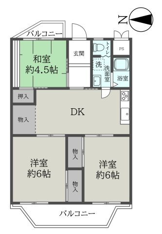 ろうきん立花コーポA棟の間取り