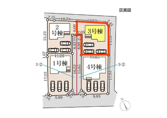 新築　高崎市金古町第５　Livele Garden.S　3号棟の区画図|31号棟　区画図　北側接道幅員約ｍ
号棟　区画図　南西側接道幅員約5.5ｍ
