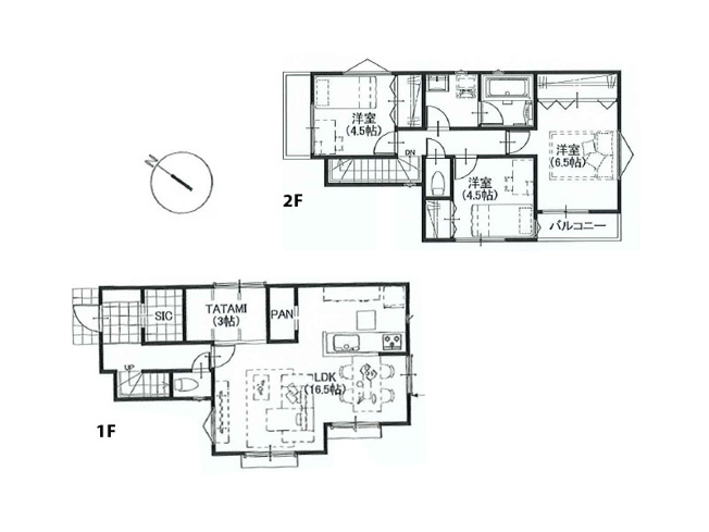 【参考プラン】 | 東久留米市神宝町2丁目　建築条件付売地　全3区画　(保谷店) | 1区画/参考プラン間取図
建物面積：88.28ｍ2
3LDK+畳コーナー+SIC+パントリー+カースペース1台