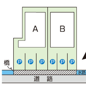 土佐市高岡町乙B号地　新築一戸建ての区画図|駐車スペースもゆとりある広さ◎