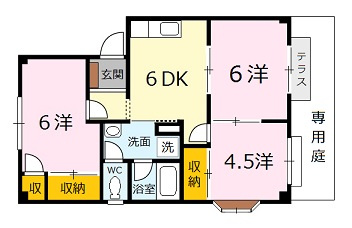 広島市安佐北区落合南２丁目のアパートの間取り