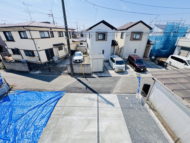 松戸市八ケ崎３丁目新築戸建【八ヶ崎第二小学校:６分】の展望|バルコニーより道路側眺望・南西道路で日当たり良好♪