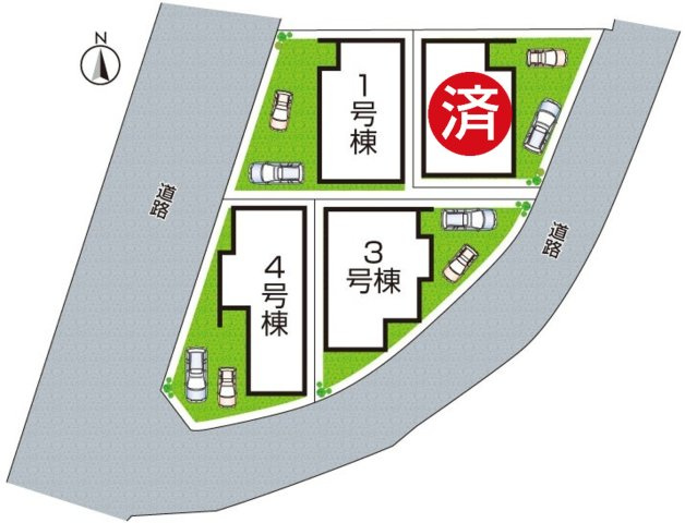 羽曳野市はびきの　新築一戸建ての区画図|全4区画