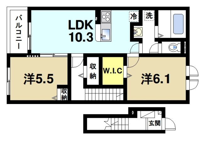 フラン・ソレイユ　学園前の間取り|2LDKの間取りです