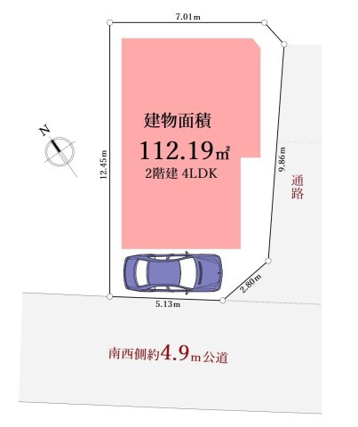和光市下新倉4丁目 限定1棟の区画図|土地面積93.17㎡、整形地
開放感溢れる立地で通風・採光にも優れ、心地よい光と風があふれる 贅沢といえるほどの豊かな居住性