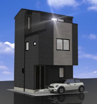 江戸川区松本１丁目　新築戸建ての外観パース