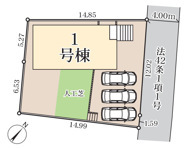 新築/埼玉県春日部市米島の区画図|駐車場あり（車種による）