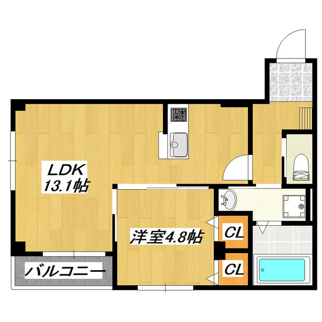 ビューノラメゾンの間取り|人気の１ＬＤＫです。