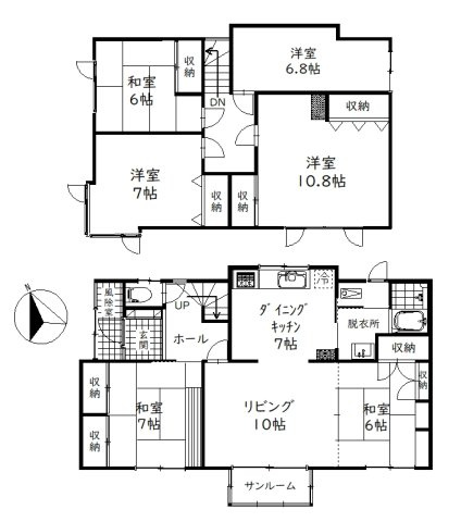 桜ヶ岡2丁目　6LDKリフォーム済中古住宅の間取り