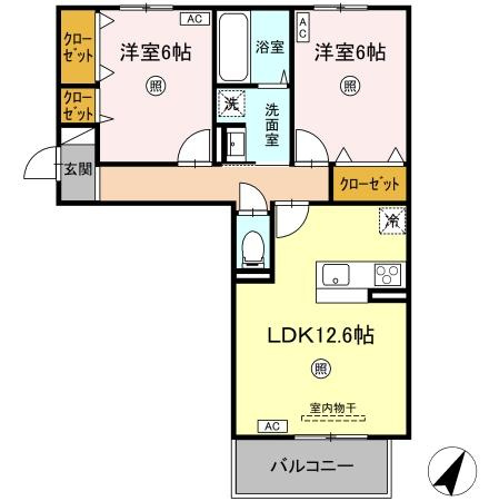 熊本市東区長嶺東４丁目のアパートの間取り