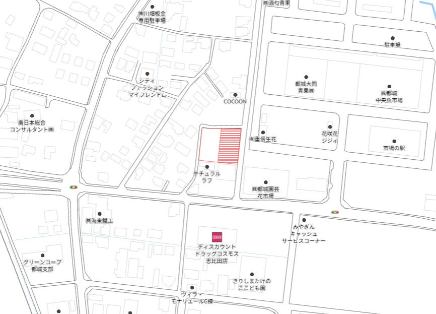 都城市志比田町の売地の土地図