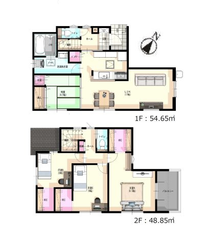 糟屋郡宇美町大字井野第5-3棟(1号棟)の間取り|全居室収納付きで便利です。