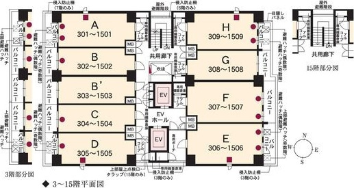 エステムコート名古屋新栄Ⅱアリーナの区画図