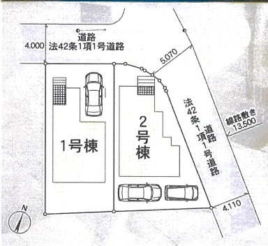 松戸市五香南１丁目新築戸建（五香南第１）の区画図|区画配置図