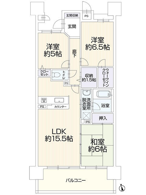 ライオンズマンション矢田川橋緑地ウエストの間取り