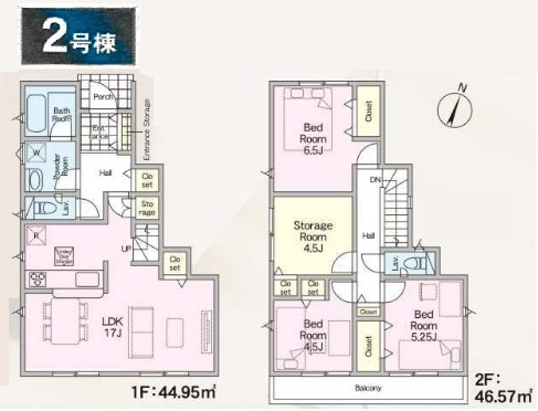 松戸市五香南１丁目新築戸建（五香南第１）の間取り|2号棟：3LDK+S
