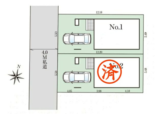 板橋区栄町　生活快適エリア　新築分譲住宅全2棟の区画図