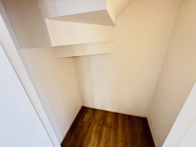 松戸市胡録台新築戸建【松ケ丘小学校:3分】の収納|1Fウォークインクローゼット