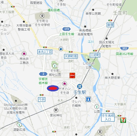 下都賀郡壬生町本丸二丁目　土地の地図