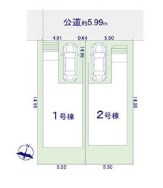 藤沢市湘南台１丁目　新築戸建　全２棟２号棟の区画図