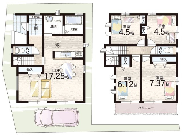 高槻市寿町　新築一戸建ての間取り|A号地