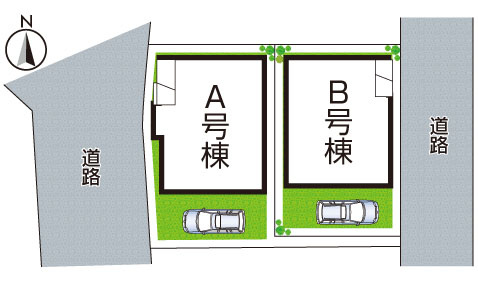 高槻市寿町　新築一戸建ての区画図|全2区画