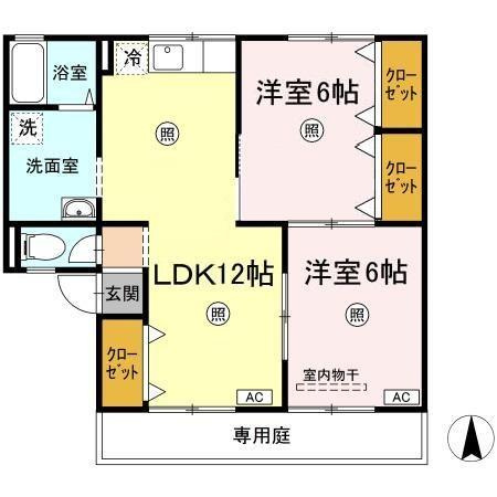 コスメティックスオオフク　F棟の間取り