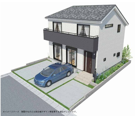 武蔵村山市大南3丁目　全1棟　新築戸建ての外観パース
