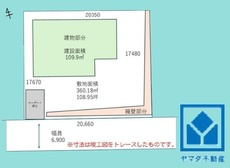 西宮市鷲林寺南町の土地図|土地面積360.18平米（約108.95坪）