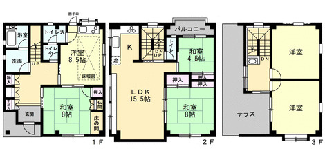 【間取り】 | 泉大津市千原町2丁目戸建