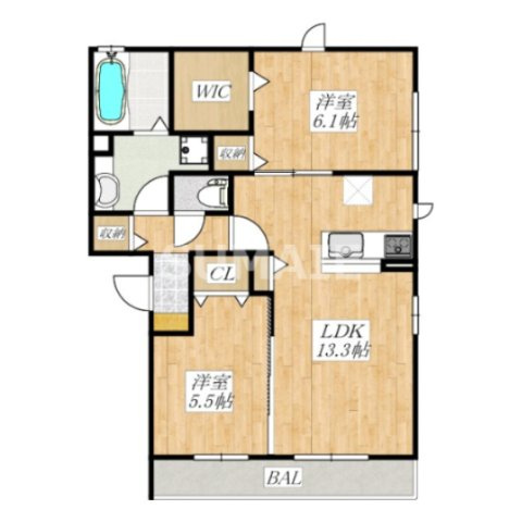 エステート・シマムラ　Ｄの間取り|南東向きのお部屋です☆