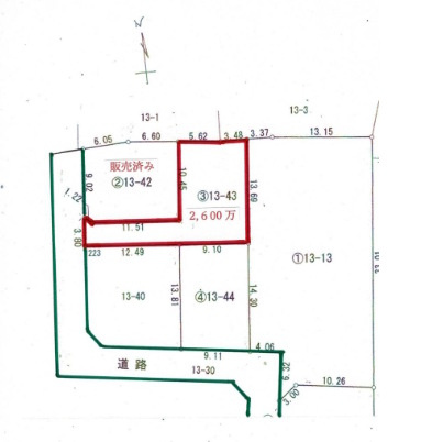 敷地面積49坪　売地　川越市上野田町