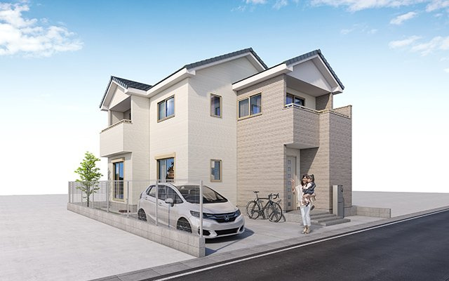 沖縄市泡瀬（全3棟）1号棟の外観パース|1号棟　外観パースです