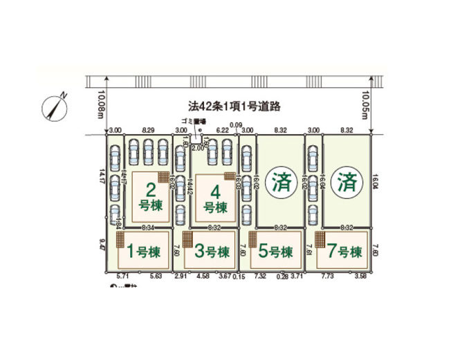 【区画図】 | 川越市諏訪町　新築一戸建住宅　全8棟　(ふじみ野店) | 7号棟/お車3台駐車でき、セカンドカーをお持ちの方やお車での来客が多い方にもオススメです。(車種によります)※図面を基に作成しています。現況と異なる場合は現況を優先いたします。