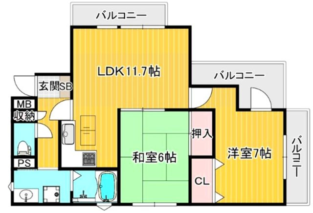 セレーヌコート中山手の間取り|角住戸ならではの三面採光！陽のあたる時間が長く、冬でも暖かいです
