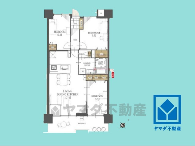 武庫川樹のまち第一第一六号棟の間取り|3LDK、専有面積74.11平米、バルコニー面積11.06平米、12階建て最上階。耐震性・耐火性に優れたSRC造です。2026年2月中旬リフォーム済の大変綺麗なお部屋で、即ご入居いただけます。
