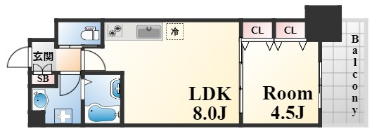 エステムコート三宮駅前Ⅱアデシオンの間取り