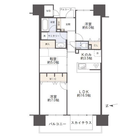 ロイヤルガーデン栗林駅前の間取り