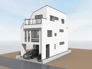 【完成予想図】 | 建物面積141.77平米、LDK27.1帖+主寝室10帖以上+車庫付大型4LDKプラン