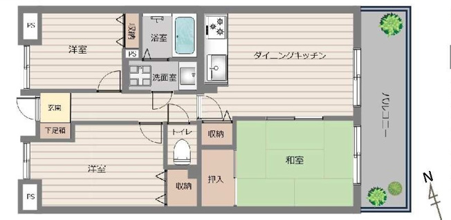 【間取り】 | ダイアパレス三ツ境　ペット飼育可能/眺望良好/デザイン良物件
